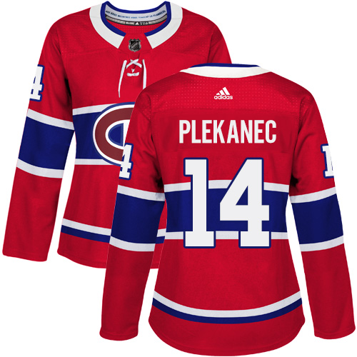 Adidas Montreal Canadiens #14 Tomas Plekanec Red Home Authentic Women Stitched NHL Jersey
